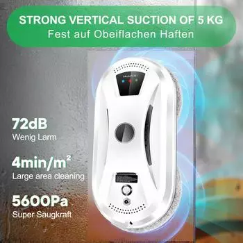 Домашний робот для мытья окон Умный пылесос для оконного стекла Машина для чистки стеклянных стен с одной кнопкой European socket белый
