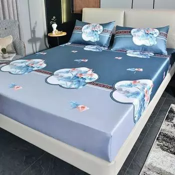 Домашний роскошный наматрасник, трехсекционное двойное домашнее покрывало, нескользящее моющееся покрывало королевского размера с наволочками 3 Pcs Queen Size