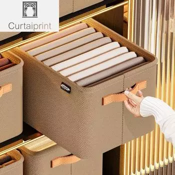 Домашний шкаф для одежды в стиле ящика, длинный прямоугольный, разделенный на секции, складной ящик для хранения одежды и брюк M хаки