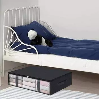 Домашний складной органайзер под кроватью, большая вместимость с прозрачным окном, водонепроницаемая пылезащитная сумка для хранения с усиленной ручкой серый