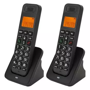 Домашний телефон с желтым ЖК-дисплеем с подсветкой DECT 6.0 беспроводной домашний телефон с 2 трубками полный дуплекс US Plug чёрный