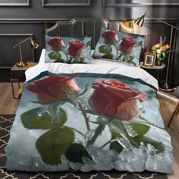 Домашний текстиль 3D комплект постельного белья с абстрактным принтом розового цвета, пододеяльник, пододеяльник, размер королевы, простыня из 2/3 предметов с наволочкой, постельное белье DE 135x200cm