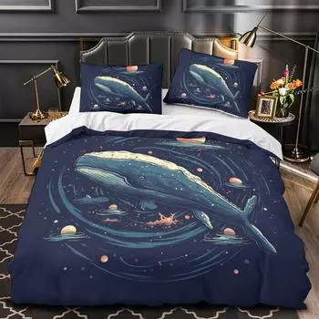 Домашний текстиль 3D комплект постельного белья сфумато абстрактный узор цвета кита Пододеяльник Одеяло королевского размера 2/3 простыни с наволочками Постельное белье DE 135x200cm