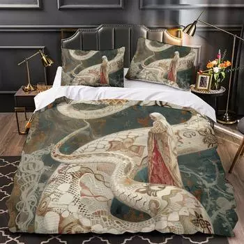 Домашний текстиль 3D печать мультфильм лес змея узор комплект постельного белья односпальный пододеяльник наволочка постельное белье для детей и взрослых товары DE 135x200cm