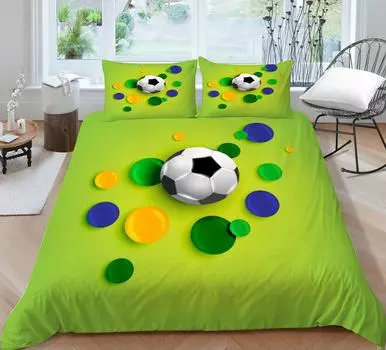 Домашний текстиль 3D-принт Постельное белье Цветной пододеяльник Футбольный комплект из полиэстера Теплый постельный комплект Наволочка Дышащая Single 135x200cm