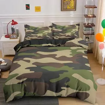 Домашний текстиль Cool Boy Girl Kid Adult Duver Cover Set Camouflage Beddding Sets King Queen Twin Chair Covers With Pillow Cover 70x133cm 2pcs
