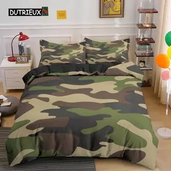 Домашний текстиль Cool Boy Girl Kid Adult Duver Cover Set Camouflage Beddding Sets King Queen Twin Chair Covers With Pillow Cover EU single(135x200cm)