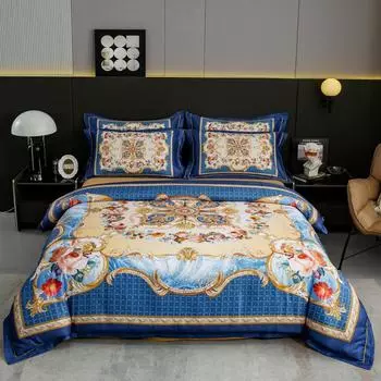 Домашний текстиль дамасский жаккард крупная цифровая печать (комплект из четырех частей) двуспальная простыня, пододеяльник, свадебное постельное белье 150quilt cover200x230