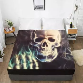 Домашний текстиль Домашние кости Loutou Fashion 3D Printing Pattern Простыня Чехол для матраса Простыня на резинке 3 шт. Постельное белье 120cmX200cmX30cm