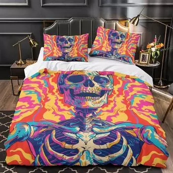Домашний текстиль Домашняя мифология 3D комплект постельного белья абстрактный узор черепа пододеяльник одеяло королевского размера комплект из 2/3 предметов простыни с наволочкой DE 135x200cm