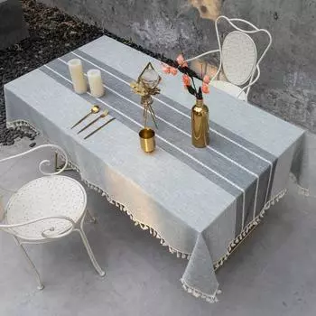 Домашний текстиль, хлопок и лен, скатерть с цветочной вышивкой, пылезащитная скатерть для вечеринки, Рождества, кухни, банкета, вечеринки, скатерть 90*90cm серый