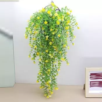 Домашний текстиль искусственный цветок настенное украшение эвкалипт камелия цветок лоза комнатное подвесное свадебное украшение пластиковое ротанговое растение лоза Dark purple 1pcs without