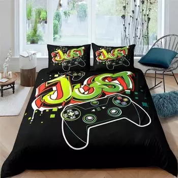 Домашний текстиль Комплект постельного белья Gamer Life 3D Pattern Printed Duvet Cover Set Twin Full Queen King Boys Adults Полиэстеровый пододеяльник 70x133cm 2pcs