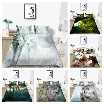 Домашний текстиль Креативный комплект постельного белья с принтом 3D волка, пододеяльники размера «king-size» для королевы Single 135x200cm