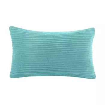 Домашний текстиль: Мягкий вельвет, полосатый бархат, прямоугольный декорированный чехол для подушки One Size светло-синий