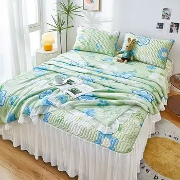 Домашний текстильный латексный чехол для матраса освежающий прохладный коврик комплект из 4 предметов моющийся коврик из ледяного шелка подзор для кровати домашний кондиционер одеяло мягкий коврик 120x200cm