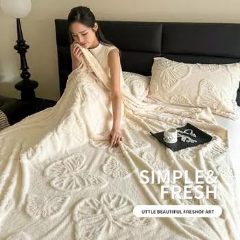 Домашний текстиль Плюшевое одеяло Утолщенный жаккард Мягкие коралловые одеяла Офисное дневное одеяло для кондиционирования воздуха Простыня Покрывало для кровати S 100x150cm серый