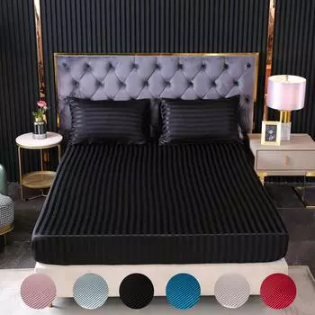 Домашний текстиль Постельное белье Жаккардовый сатин Цельная простыня Наматрасник Защитный чехол без наволочки 153x203x35cm белый