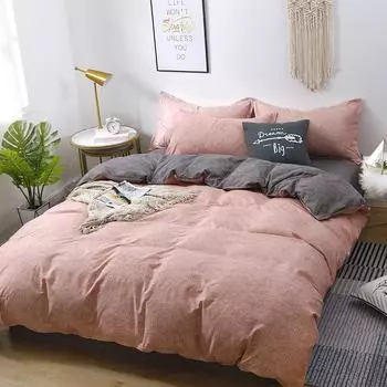 Домашний текстиль Простой комплект из четырех предметов Односпальная кровать для общежития Комплект простыней Стеганое одеяло Однотонный комплект из трех предметов 1.2m bed