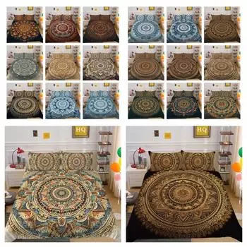 Домашний текстиль с принтом мандалы, полноразмерная постельная одежда из полиэстера, комплекты одеял высокого качества для женщин и девочек UK Single 135x200cm