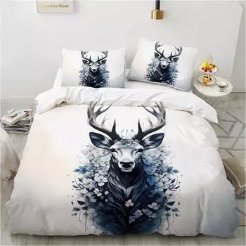 Домашний текстиль с рисунком в виде животных 3D, односпальное одеяло, наволочка для подушки (Комплект из трех частей) постельные принадлежности DE 135x200cm