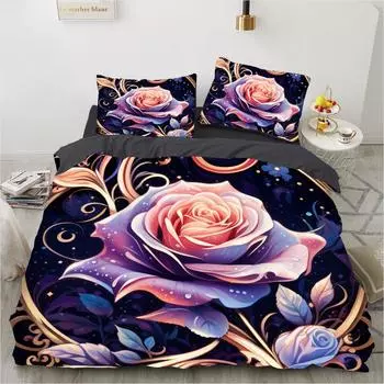 Домашний текстиль узор розы 3D печать (комплект из трех частей) односпальная двуспальная кровать пододеяльник наволочка комплект постельного белья DE 135x200cm