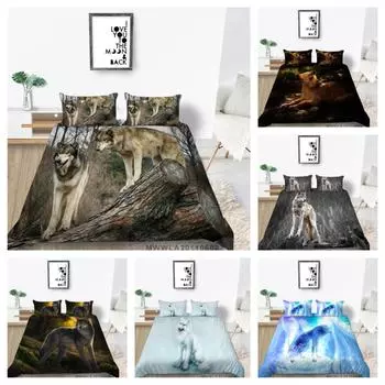 Домашний текстиль, высококачественный комплект постельного белья с 3D принтом волка, комплект постельного белья, пододеяльник, детский домашний комплект постельного белья Single 135x200cm