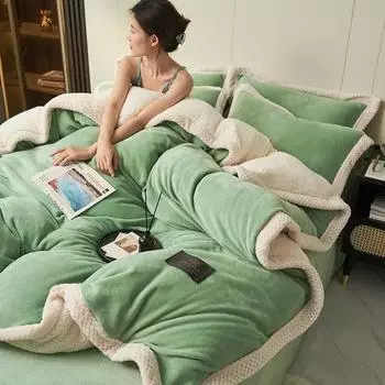 Домашний текстиль Зимний двойной использования Толстый теплый плюшевый пододеяльник Одеяла Пледы Взрослые Дети Диван Одеяло Бархатный мягкий пододеяльник 150x200cm зелёный