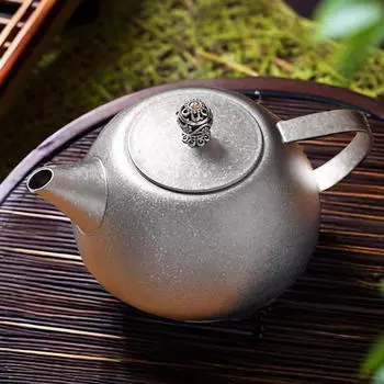 Домашний титановый чайник ручной работы Kung Fu портативный для коммерческого использования Tea House серебряный