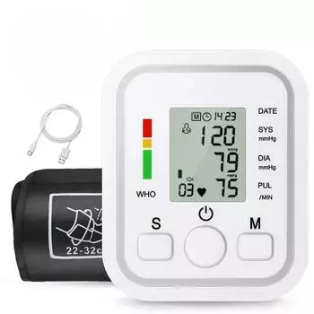 Домашний тонометр, цифровой автоматический тонометр для измерения артериального давления белый