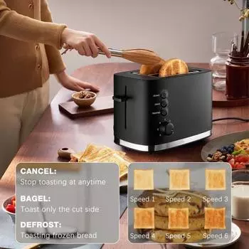 Домашний тостер, 2 предмета, вилка для хлеба, американская вилка, нержавеющая сталь, очень широкий слот, быстрый нагрев, съемный поднос для крошек, тостер для хлеба, вафель, бубликов своими руками US Plug