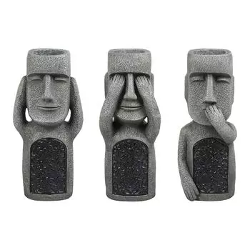 Домашняя геометрическая статуя из смолы для отдыха, украшение острова Пасхи, креативный сад серый