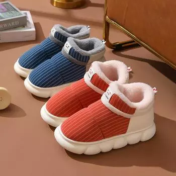 Домашняя хлопковая обувь с толстым бархатом для тепла и противоскольжения зимой, подходит для пар и женщин для ношения на улице 36-37 розовый