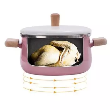 Домашняя кухня с антипригарным покрытием, эмалированная деревянная ручка для приготовления прикорма, молочная посуда Single milk pot 14cm розовый