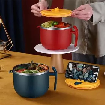 Домашняя миска Миска для лапши быстрого приготовления Рамэн из нержавеющей стали красный