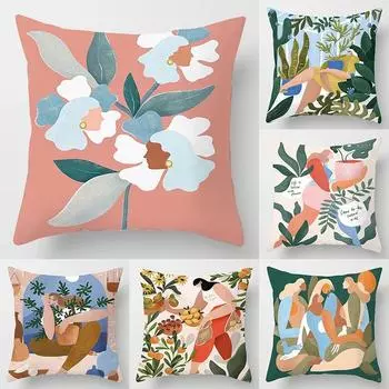Домашняя наволочка, квадратное офисное украшение, наволочка, иллюстрация, женское украшение с принтом 40x40cm