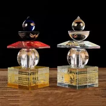 Домашняя обстановка Башня с хрустальными реликвиями Домашнее подношение Цветная шкатулка с сокровищами Печать Пагода Дхарани Бодхи Пятиколесная пагода Фэн-шуй