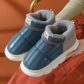 Домашняя обувь из хлопка, для дома, водонепроницаемая кожаная обувь из хлопка на толстой подошве, с начесом и утолщенной подошвой, которую можно носить на улице 40-41 оранжевый