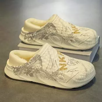 Домашняя обувь Повседневная Платформа Уличная обувь Без застежек Рекомендуем Водонепроницаемая Эластичная Износостойкая Удобная Модная Универсальная Сохраняет тепло 38-39 чёрный