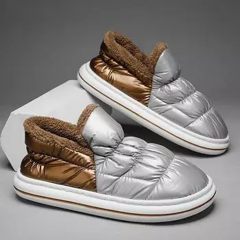 Домашняя обувь Зимняя повседневная обувь Круглый носок Гибкая платформа Слипоны для улицы Нескользящие Износостойкие Плюс Бархат Сохраняют тепло 39-40 чёрный