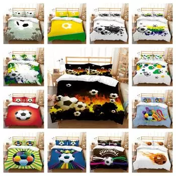 Домашняя одежда для постельного белья, комплект постельного белья высокого качества, 3D футбол, крутой пододеяльник с подушкой для постельного белья, домашний текстиль UK Single 135x200cm
