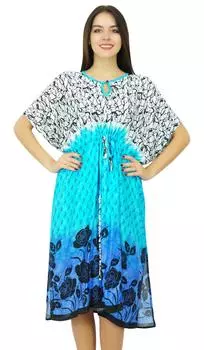 Домашняя одежда из кафтана с кулиской и принтом для женщин Bimba, ночное платье из кафтана 10 разноцветный