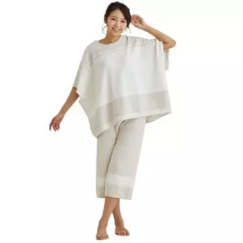 Домашняя одежда Пижама Пончо Длина Верх и низ Комплект из 2 предметов 507 [Seap] Женский 3/4 (бежевый) бежевый