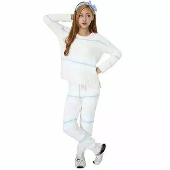 Домашняя одежда Пижама Топы Длинные штаны Пышный комплект из 2 предметов QW632 [Luanna Jena] Женский и (розовый) розовый