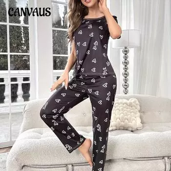 Домашняя одежда с круглым вырезом из молочного шелка, комплект из двух частей, удобная домашняя пижама для отдыха, сексуальная женская пижама S белый/чёрный