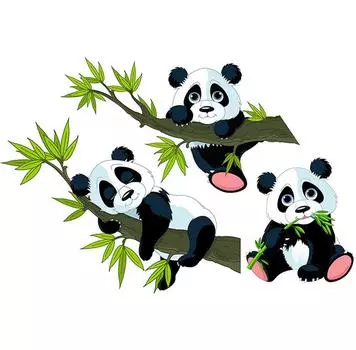 Домашняя панда, бамбуковый лист, цветная наклейка на стену, спальня, диван, украшение пространства, наклейка, наклейка 40x60 см