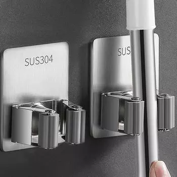 Домашняя полка для хранения, всасывающая подвесная труба для ванной комнаты, бесследные крючки, настенный органайзер для швабры, водостойкая вешалка для метлы