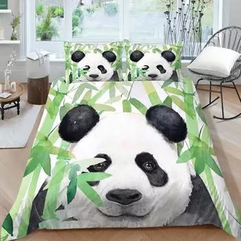 Домашняя постельная одежда 2/3 шт. Комплекты постельного белья с 3d принтом панды Высокое качество Пододеяльники Королева Полный размер Постельный костюм UK Single 135x200cm