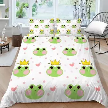 Домашняя постельная одежда, 2/3 шт., комплекты постельного белья, роскошные пододеяльники с 3d принтом лягушки, комплекты королевских полноразмерных постельных принадлежностей UK Single 135x200cm