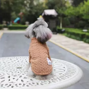 Домашняя собака Зимний сохраняющий тепло свитер Одежда Джемпер 3D Twist вязаное пальто Трикотаж для маленьких средних собак Водолазка для кошек Одежда XS кофейный
